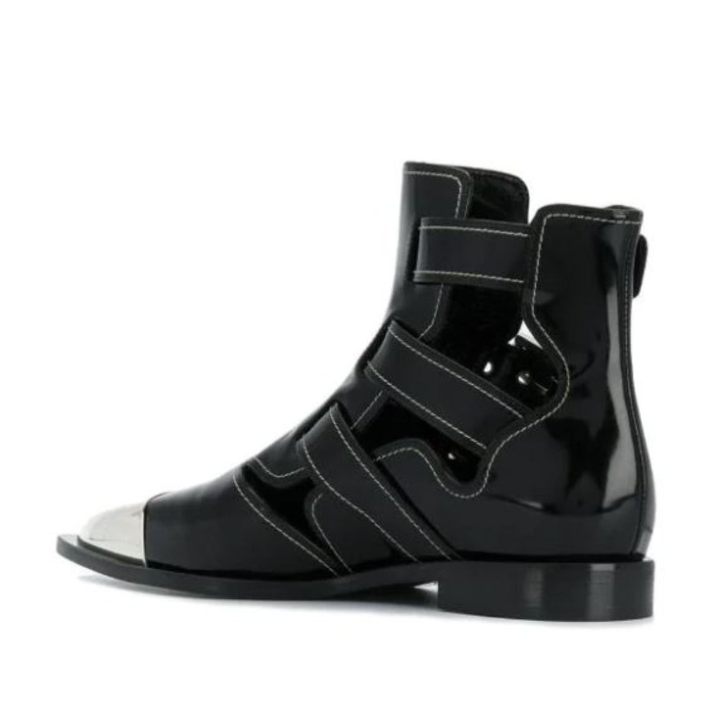 Alexander Mcqueen black leather cage ankle boots with pointy toe - Picture 12 of 15